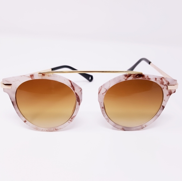 Marble Pattern Round Mirrored Sunglasses - Picture 5 of 7